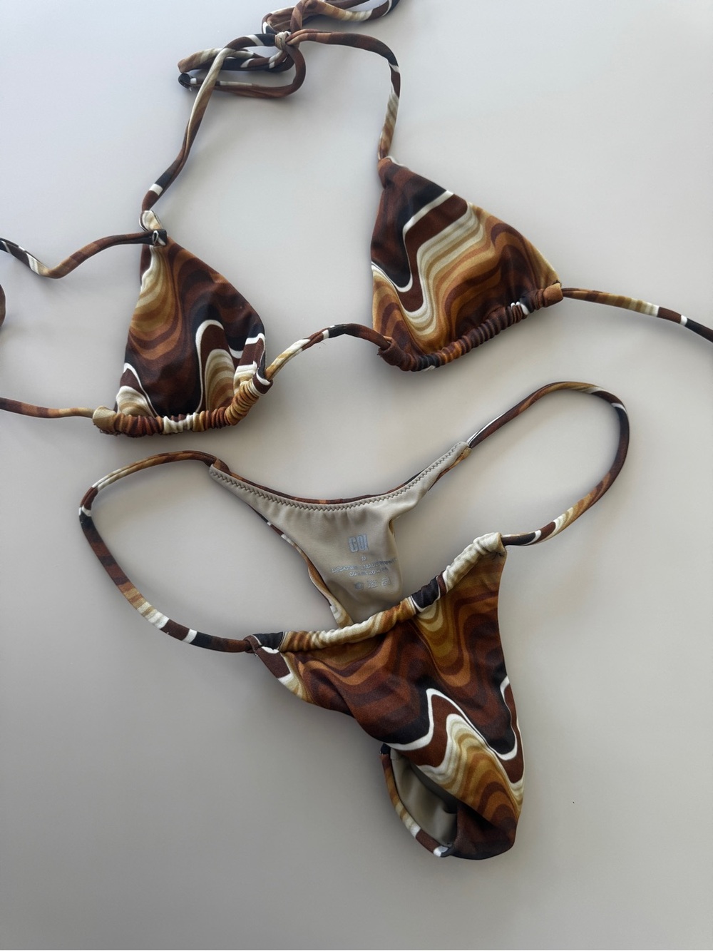 GOI Brown Swirl Triangle Bikini Set - Women Swim